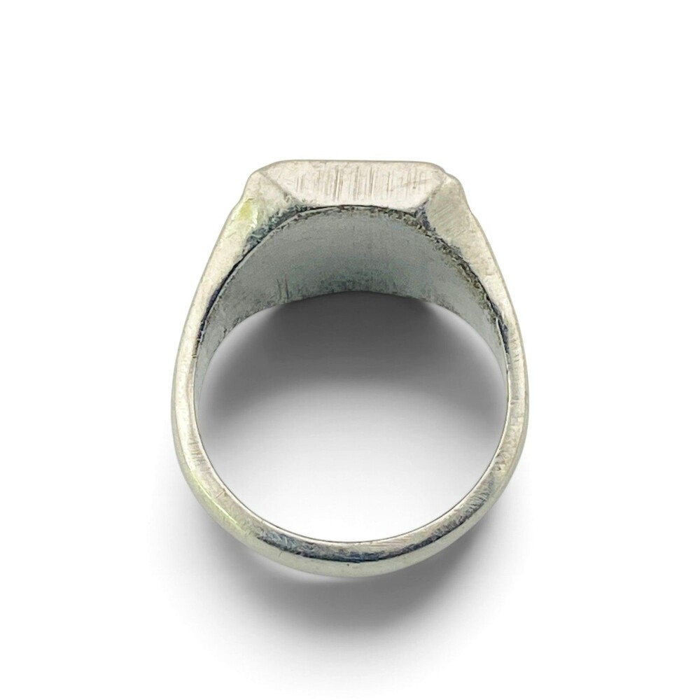Vintage Steel Signet Ring Monogram LPM Hand Engraved Size 9.25 - Picture 6 of 6